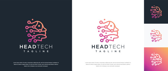 human head smart technology logo design template.
human head logo icon, mind, and technology