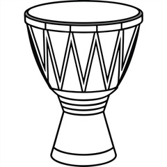 Djembe drum line art vector illustration