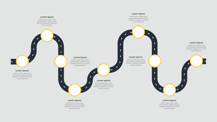 Roadmap Infographic with 9 steps process