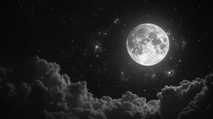 満月の輝く夜空