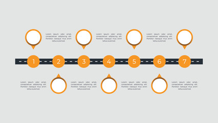 Roadmap business timeline 7 steps infographic template design