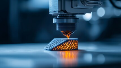 A 3D printer is in the process of creating a model