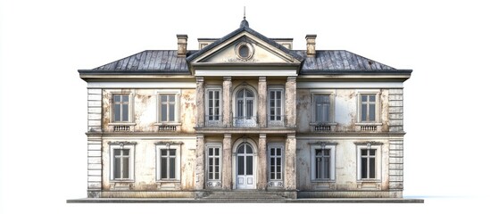 Fototapeta premium 3D model render of an old building on a white background isolated for clear visibility