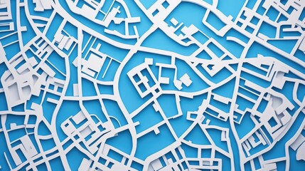 Fototapeta premium Map of streets designed with white lines on a blue background Top flat view 3D render illustration