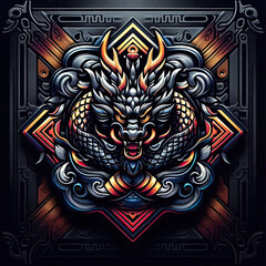3d style of dragon Logo with vibrant gradient color