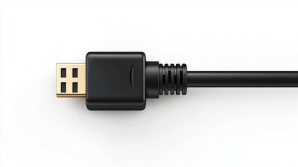 A black USB cable with gold connectors