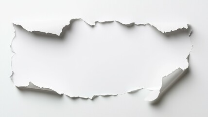 A torn piece of paper with a white background