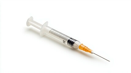 Fototapeta premium A syringe with a needle is shown on a white background