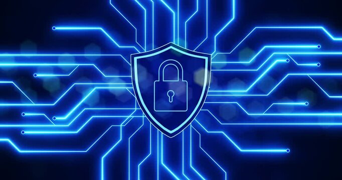 Cybersecurity, digital lock and motherboard for safety coding, programming or hardware processing. CPU, information technology and data cloud computing server for semiconductor blockchain encryption.