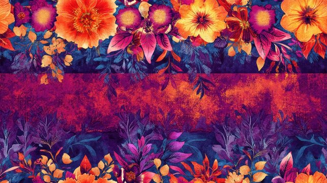 Textile digital design motif featuring handmade artwork with a mini bold theme showcasing ground texture abstract flowers background effects and an all over border design in ikat style