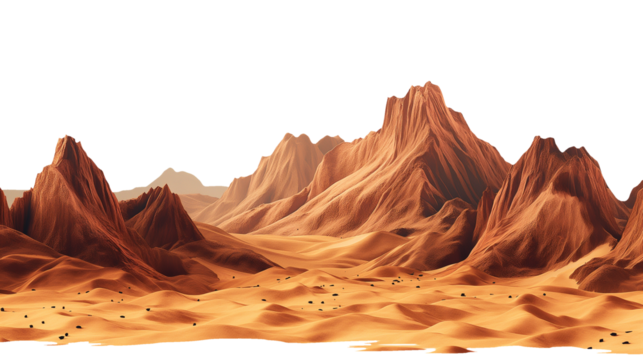 landscape in the desert isolated on transparent white background, clipping path