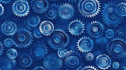 Seamless blue pattern featuring a repeating worm gear design for versatile applications