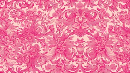 Illusion art featuring a seamless floral pattern in pink Raster illustration suitable for invitations greeting cards and textiles