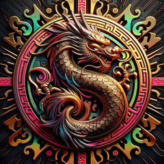 3d style of dragon Logo with vibrant gradient color