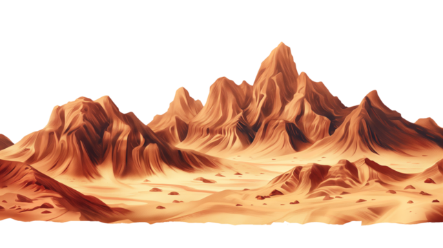 landscape in the desert isolated on transparent white background, clipping path