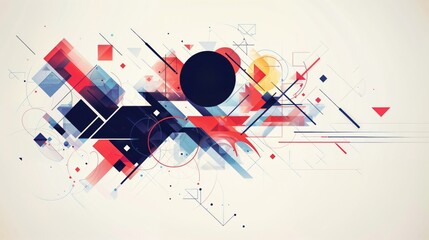 Obraz premium Abstract Geometric Art in Red and Blue with Modern Design Elements