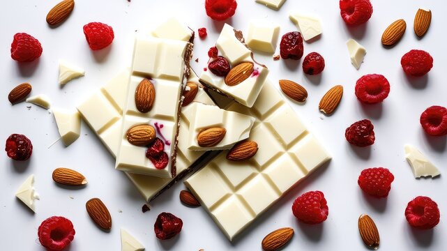 White chocolate bars with caramel drizzle and sea salt isolated on a white background