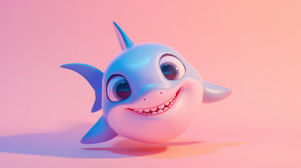 Adorable little shark cartoon character
