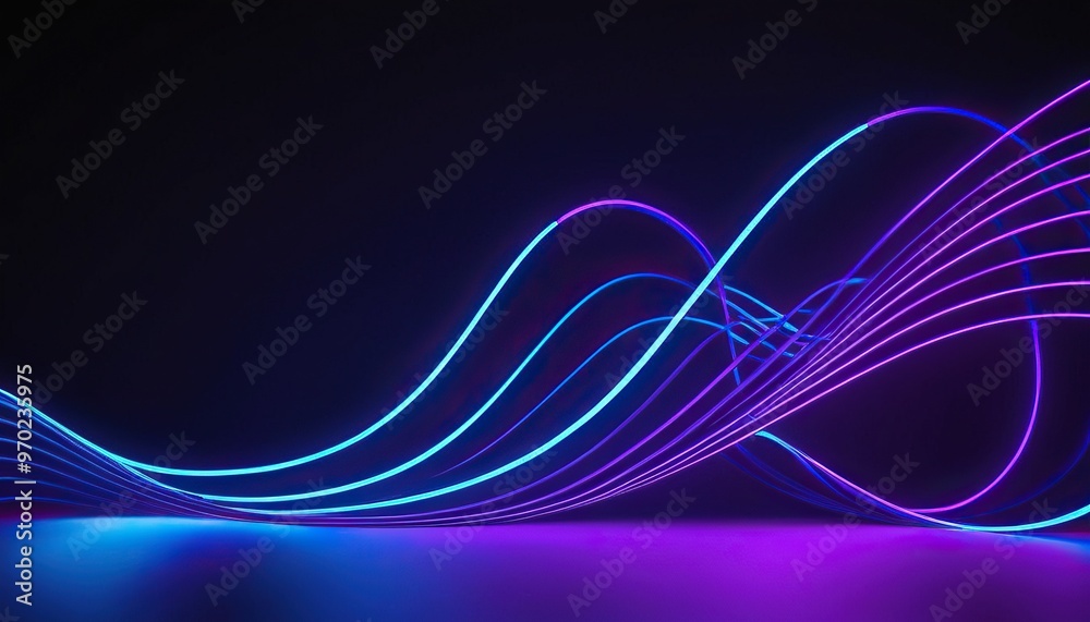 Canvas Prints dark abstract background with glowing wave. blue purple wave line light gradient dark background. ab