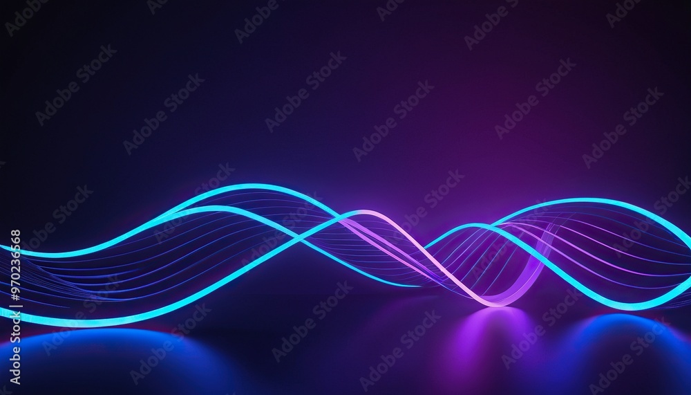 Canvas Prints purple waves on dark background with blue and purple gradient lines in wavy movement 522