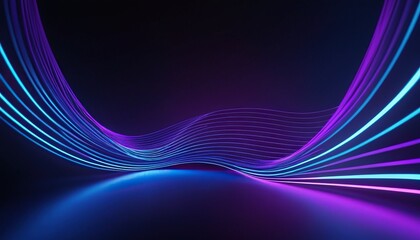 Fototapeta premium Purple Waves on Dark background with blue and purple gradient lines in wavy movement 529