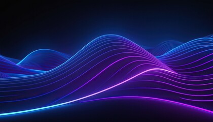 Purple Waves on Dark background with blue and purple gradient lines in wavy movement 527