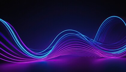 Purple Waves on Dark background with blue and purple gradient lines in wavy movement 525
