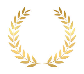 Gold laurel wreath, Golden circular laurel olive branches greek wreath vector illustration, A winner award of olive, stars of victory symbol, achievement heraldry symbol isolated on white background