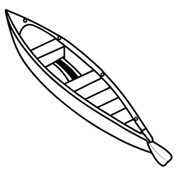 recommend clip art: Kayak with the paddle line art Vector illustration isolated on a white background
