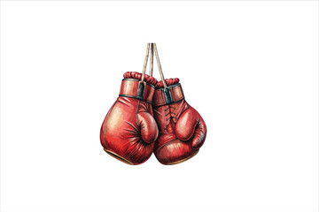  Boxing gloves Vector on white background. Beautiful isolated hanging Boxing Gloves Vector Art Illustration.