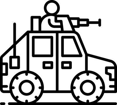 black line art military vehicle with gun clip art preview