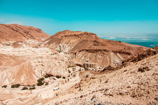 View of the mountain landscape in the Judean Desert in southern Israel. High quality photo