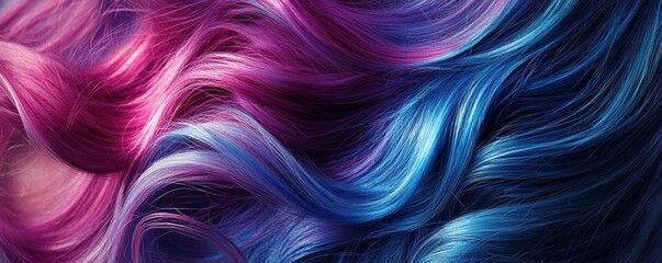 Portrait closeup emphasizing the elegance of shiny, vividly colored hair with a flawlessly smooth texture, enhancing beauty features.