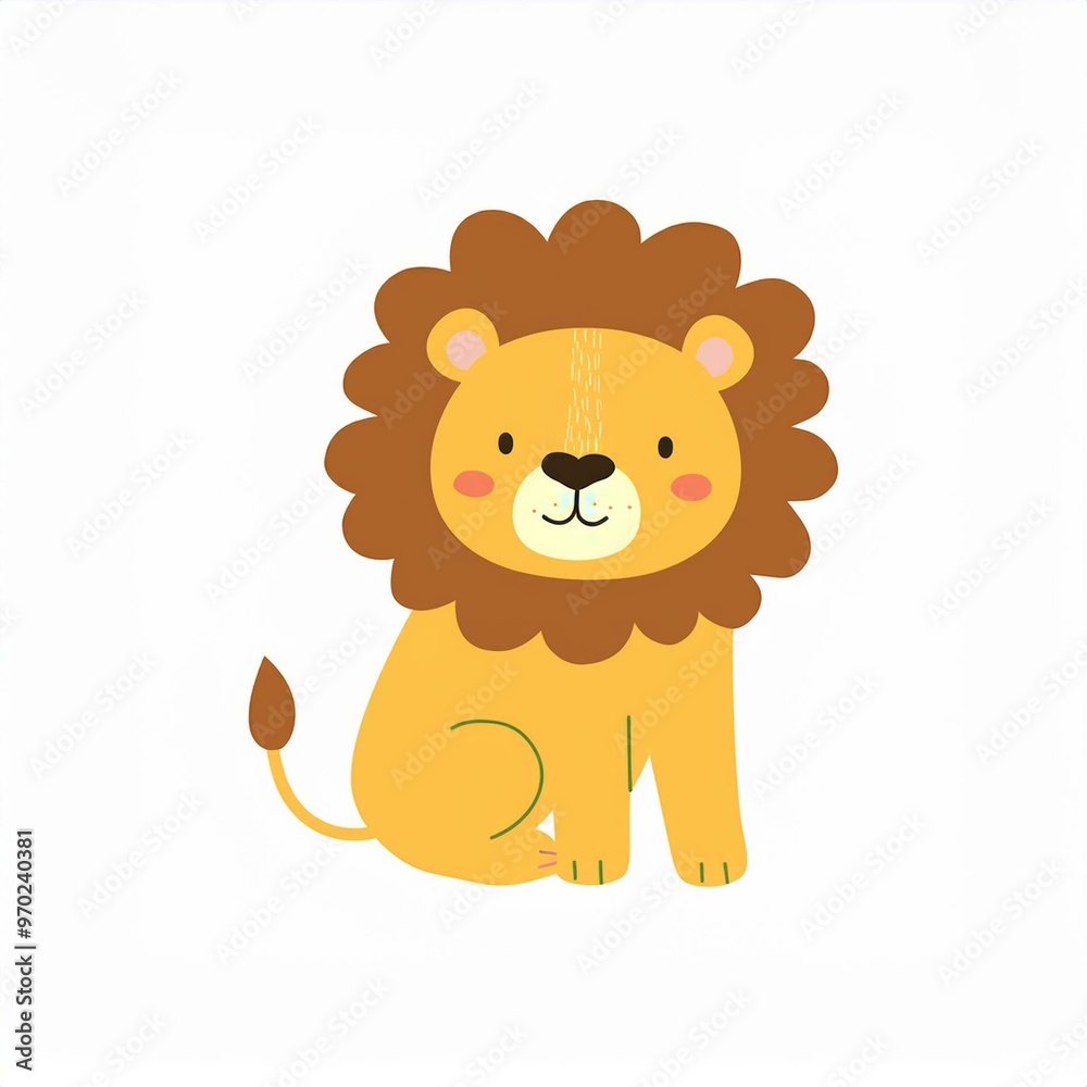 Sticker lion illustration isolated on white