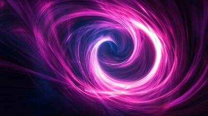 Pink spiral light vortex on black background
