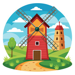 Windmill vector flat graphic design illustration isolated on a white background
