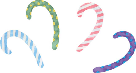 水彩タッチのかわいいクリスマスのステッキのベクターイラスト