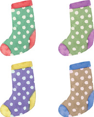 水彩タッチのかわいいカラフルな靴下のベクターイラスト