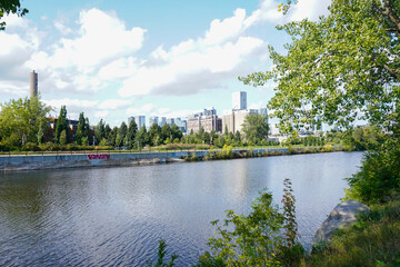 Montreal, Quebec/Canada: September 11, 2024: Beautiful sunny day at Lachine Canal. Summer outdoor activities.