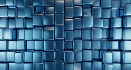 Abstract background of blue square blocks.
