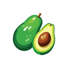 avocado fruit isolated on white background. Modern minimalist abstract style. Flat 2d design. Vector