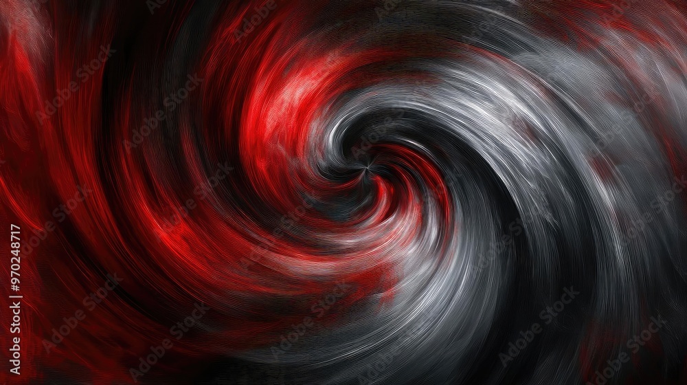 Poster a dynamic swirl of red and black colors, creating a captivating vortex that evokes movement and ener