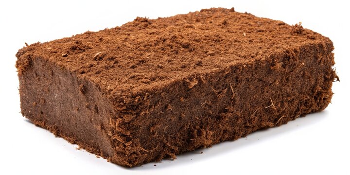 Brown fibrous mass of coco peat, a natural and sustainable growing medium for plants, perfect for indoor and