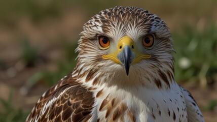 Naklejka premium Close-up of a Hawk with Intense Gaze