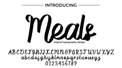 Meals Font Stylish brush painted an uppercase vector letters, alphabet, typeface