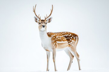 white tailed deer in the zoo on solid white background