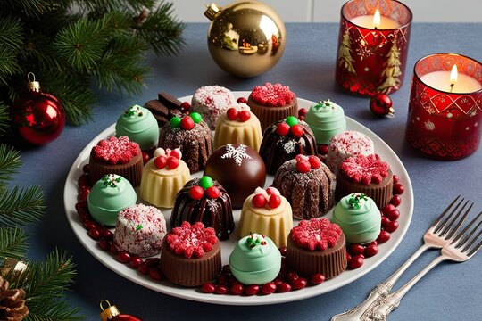 Delightful Christmas Confectioneries Beautifully Arranged on a Platter