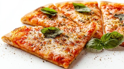 Delicious Hot and Crispy Italian Pizza Slice with Pepperoni and Vegetables
