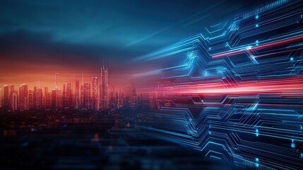 Obraz premium Smart city with interconnected water supply systems and digital meters