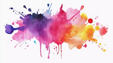 Fototapeta premium Abstract watercolor aquarelle hand drawn blot colorful paint